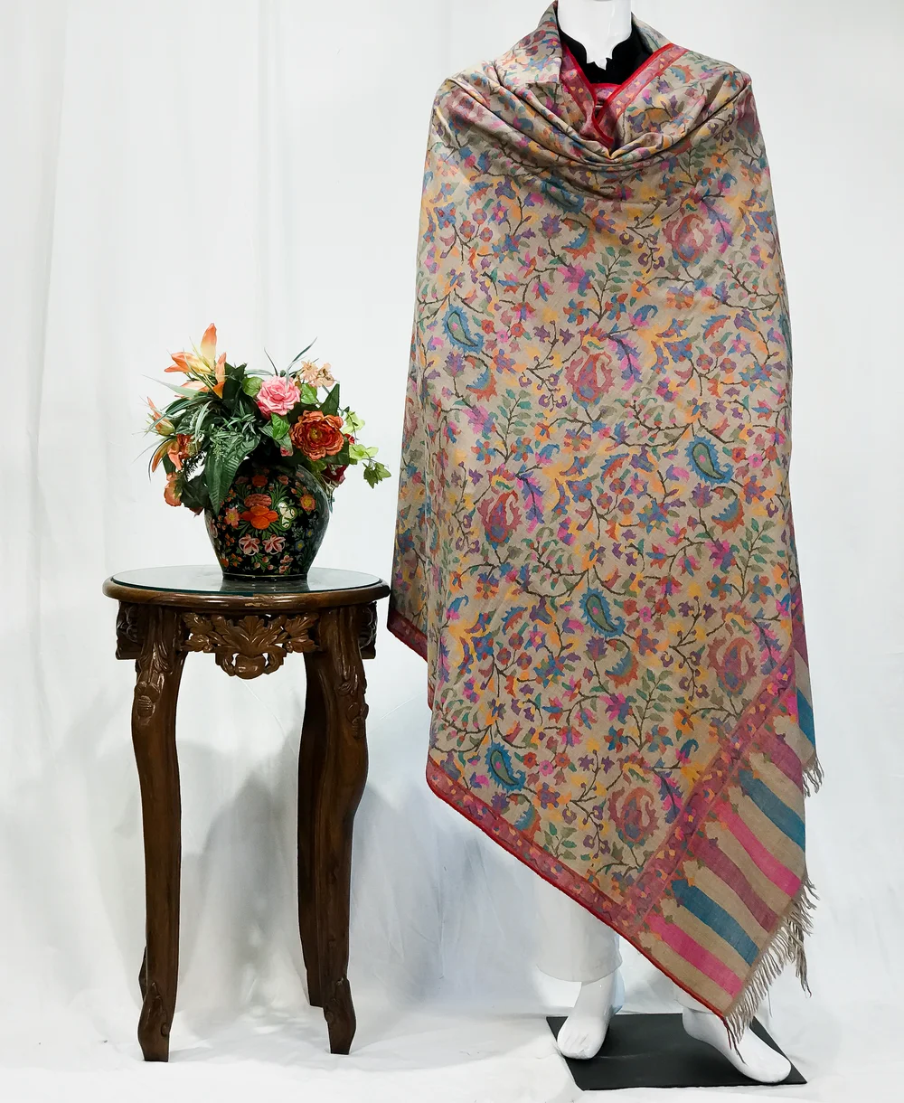 Natural Beige Gents Kani Pure Pashmina Shawl Natural Beige Gents Kani Pure Pashmina Shawl