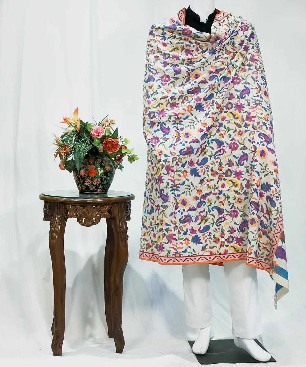 Off-White Gents Kani Pure Pashmina Shawl