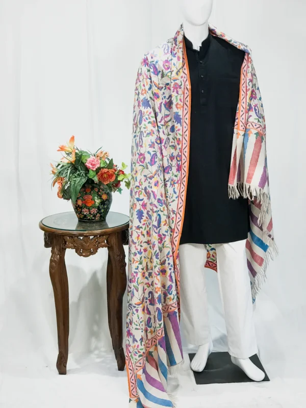Off-White Gents Kani Pure Pashmina Shawl