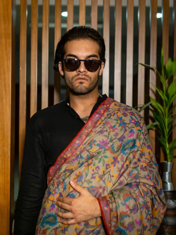 Natural Beige Gents Kani Pure Pashmina Shawl
