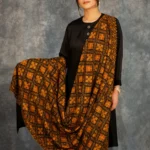 Black Pure Pashmina Shawl With Sozni hand Embroidery Front