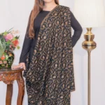 Black Pure Pashmina Shawl With Sozni hand Embroidery front