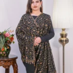 Black Pure Pashmina Shawl With Sozni hand Embroidery