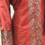 Tilla and Thread Machine Embroidered Jacket: Maroon Front