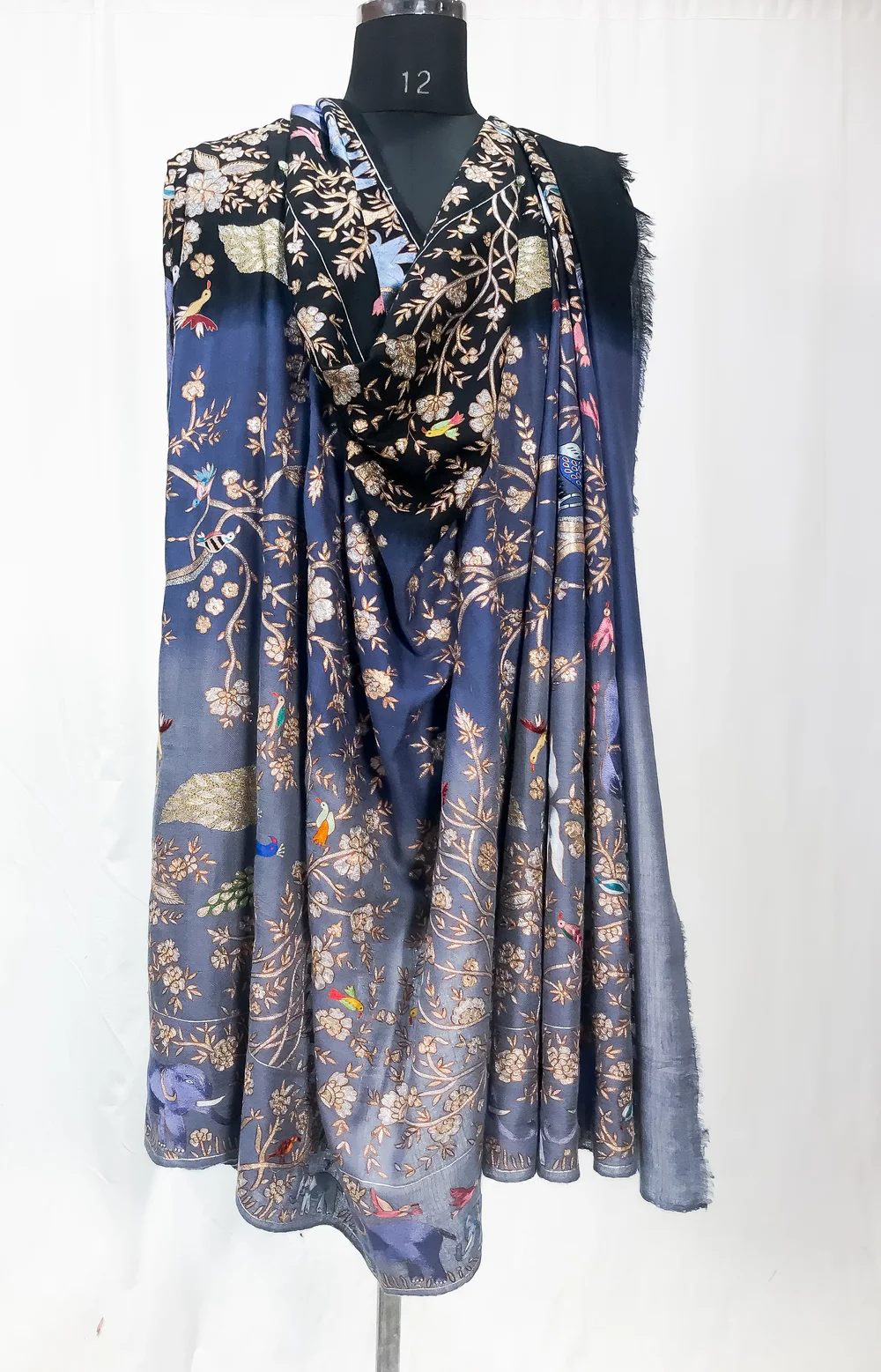 Ombré Pure Pashmina Shawl With Tilla & Thread Jaal Hand Embroidery