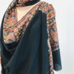 Black Pure Pashmina Shawl With Sozni hand Embroidery