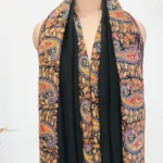 Black Pure Pashmina Shawl With Sozni hand Embroidery