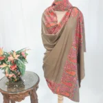 Natural Biege Pure Pashmina Shawl With Sozni hand Embroidery