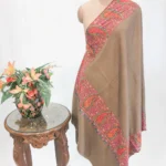 Natural Biege Pure Pashmina Shawl With Sozni hand Embroidery
