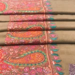Natural Biege Pure Pashmina Shawl With Sozni hand Embroidery