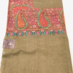 Natural Biege Pure Pashmina Shawl With Sozni hand Embroidery