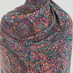 Prussian Blue Pure Pashmina Shawl With Paper Mache Jamawar Hand Embroidery Front