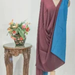 Maroon and Blue Pure Pashmina Reversible Shawl