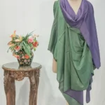 Green and Purple Pure Pashmina Reversible Shawl