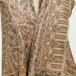 Natural Pure Wool Shawl: Shades of Brown, Blue and Yellow Front