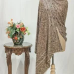 Natural Pashmina Stole: Shades of Brown, Blue and Yellow