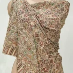 Natural Pure Wool Shawl: Shades of Maroon, Green and Yellow Front