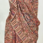 Natural Fine Wool Shawl: Shades of Peach, Brown and Maroon Front