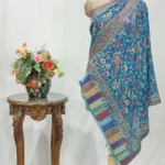 Blue Pashmina Stole: Shades of Blue, Yellow and Pink