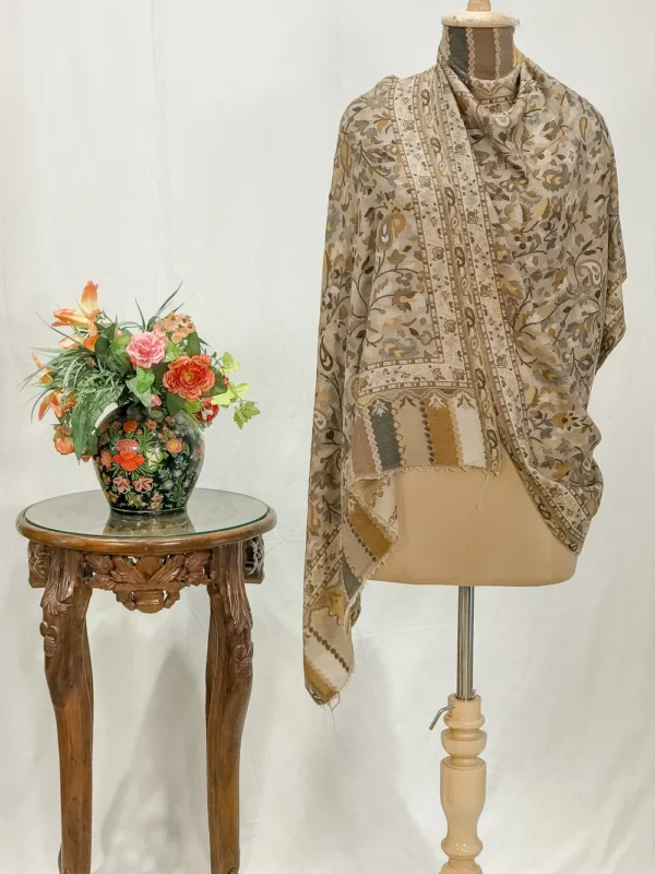 Natural Fine Wool Shawl: Shades of Brown, Black, Grey and Yellow