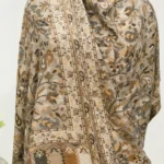 Natural Fine Wool Shawl: Shades of Brown, Black, Grey and Yellow Front