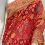 Red Modal Silk Kani Saree with Floral Design Front