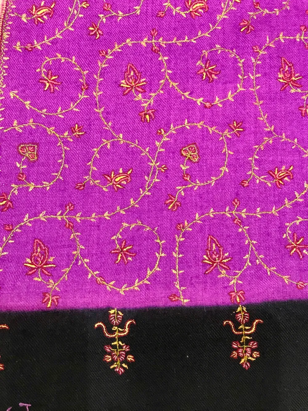 Multi Colour Pure Pashmina Shawl With Sozni Hand Embroidery