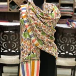 White Pure Pashmina Kalamkari Shawl Hand Painted and Hand Embroidered