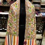 White Pure Pashmina Kalamkari Shawl Hand Painted and Hand Embroidered