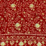 Sozni Hand Embroidered Red Pure Pashmina Shawl