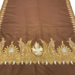 Brown Pure Pashmina Shawl With Zari Hand Embroidery