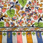 White Pure Pashmina Kalamkari Shawl Hand Painted and Hand Embroidered