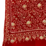 Sozni Hand Embroidered Red Pure Pashmina Shawl