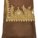 Brown Pure Pashmina Shawl With Zari Hand Embroidery
