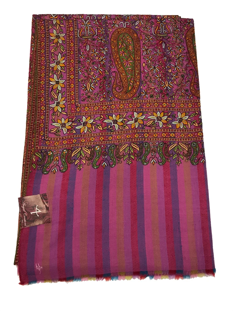 Papier Mache Hand Embroidered Pure Pashmina Shawl.1453670990_md6u Papier Mache Hand Embroidered Pure Pashmina Shawl