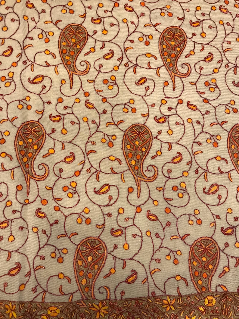 Papier Mache Hand Embroidered Pure Pashmina Shawl .1453772248_p7va Papier Mache Hand Embroidered Pure Pashmina Shawl
