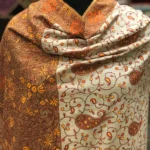 Natural Biege Papier Mache Hand Embroidered Pure Pashmina Shawl Front