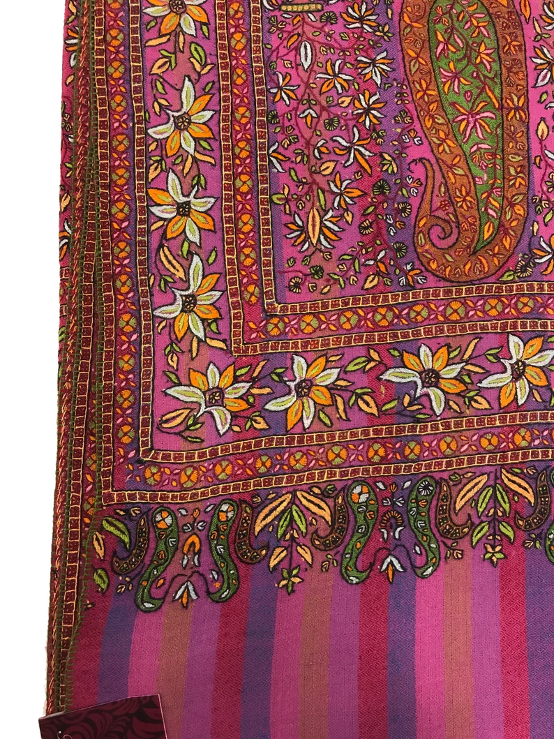 Papier Mache Hand Embroidered Pure Pashmina Shawl Papier Mache Hand Embroidered Pure Pashmina Shawl