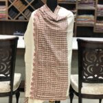 Natural White Papier Mache Hand Embroidered Pure Pashmina Shawl