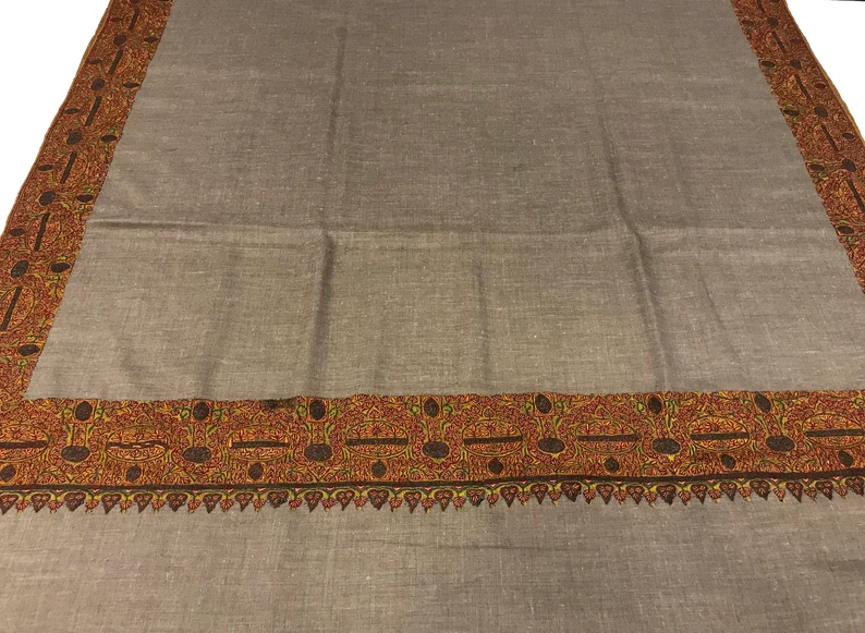 Natural Biege Pure Pashmina Shawl With Sozni hand Embroidery.1524692490_9q0i Natural Biege Pure Pashmina Shawl With Sozni hand Embroidery