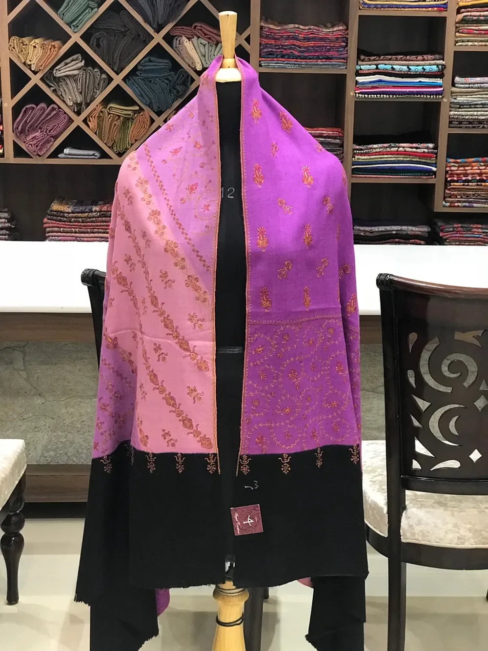 Multi Colour Pure Pashmina Shawl With Sozni Hand Embroidery