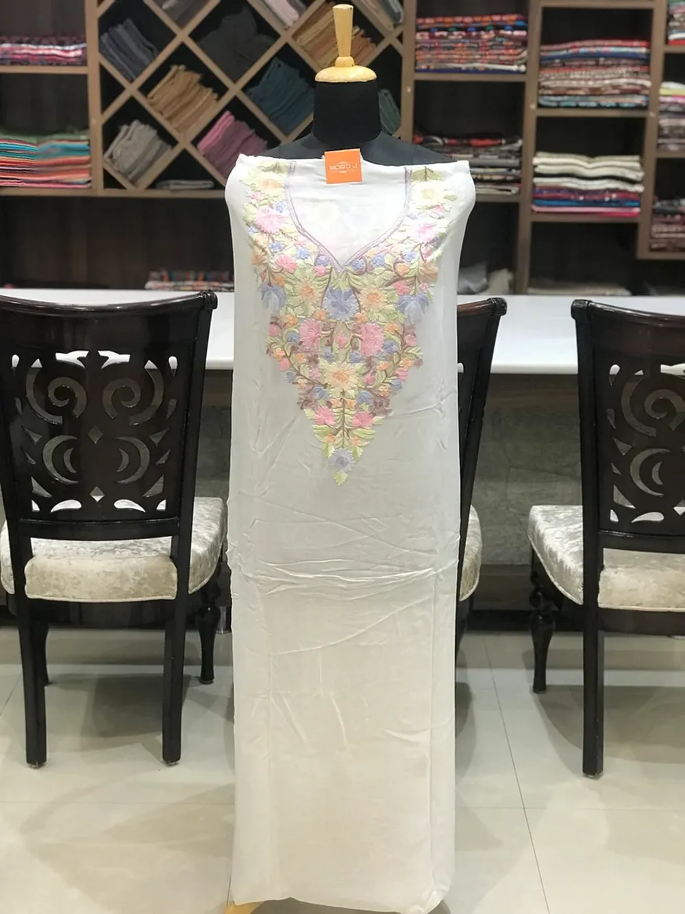 White Kashmiri Aari Embroidered Suit