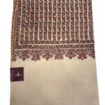 Natural White Papier Mache Hand Embroidered Pure Pashmina Shawl