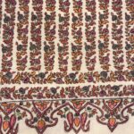 Natural White Papier Mache Hand Embroidered Pure Pashmina Shawl