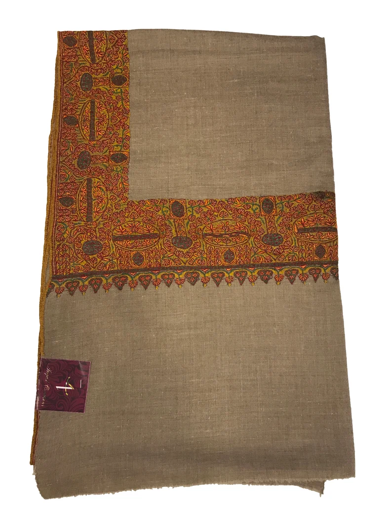 Natural Biege Pure Pashmina Shawl With Sozni hand Embroidery.1572157865_p2p1 Natural Biege Pure Pashmina Shawl With Sozni hand Embroidery