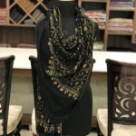 Black Pure Pashmina Shawl With Sozni hand Embroidery