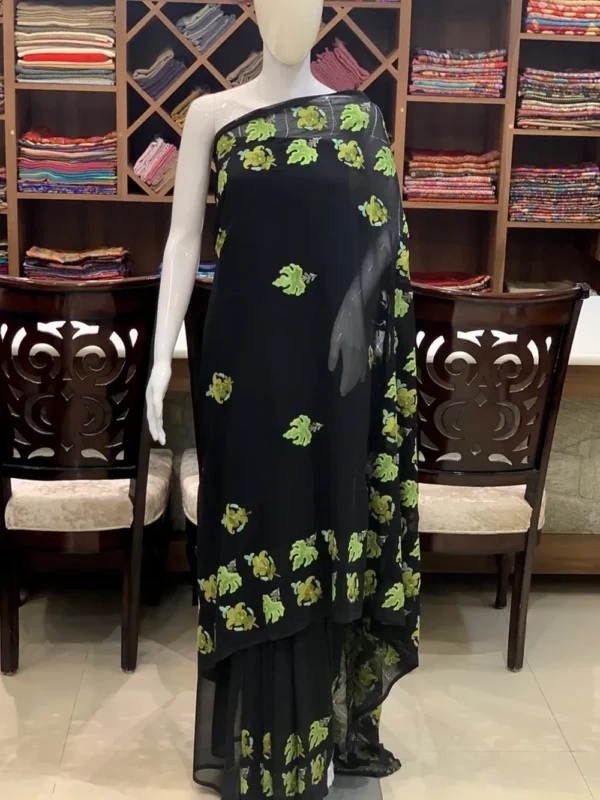 Poly Georgette Aari Embroidered Kashmiri Saree