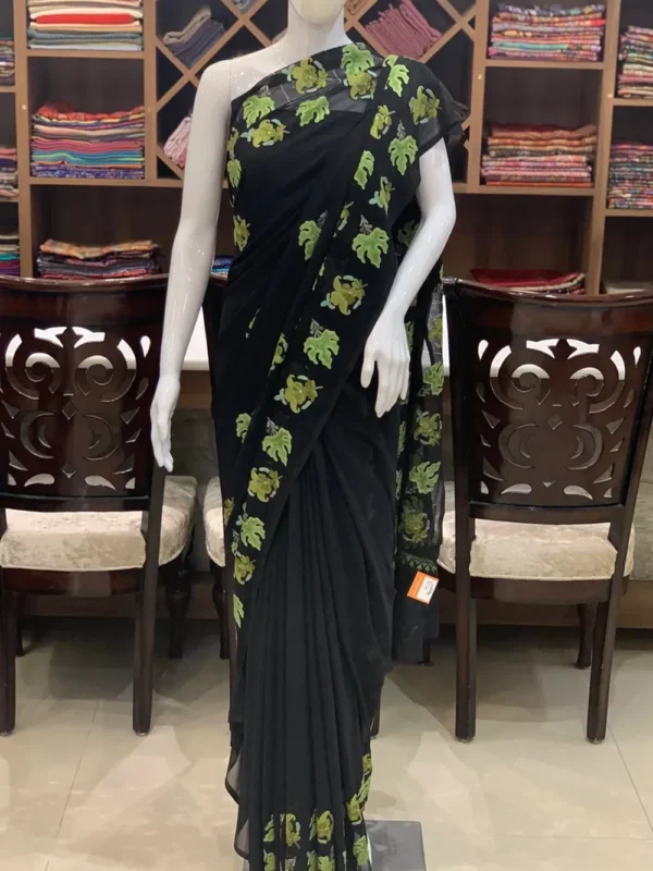 Poly Georgette Aari Embroidered Kashmiri Saree