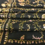 Black Pure Pashmina Shawl With Sozni hand Embroidery