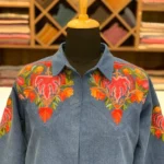 Blue Denim Aari Embroidered Jacket